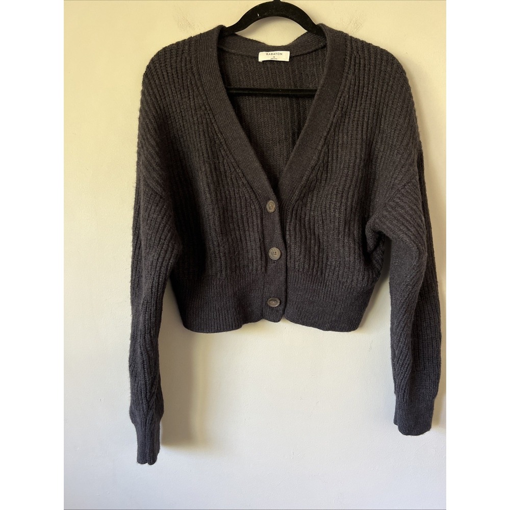 Aritzia Babaton Canberra Cardigan Womens M 100% Merino Wool Cropped